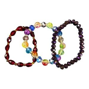 Set of 3 Sparkling Beaded Bracelets